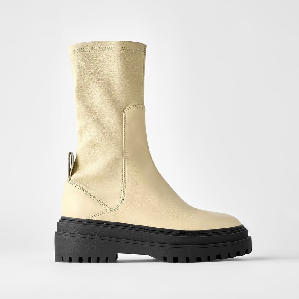 Zara Butter Yellow Lug Sole Boots
